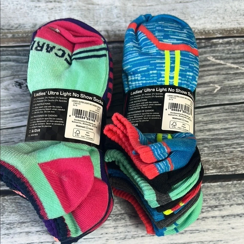 (2) Packs of Athletic Works Women's Ultralite Low Cut Socks, 12 Pair Multicolor